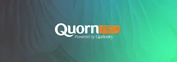 QuornPro Powered by Curiosity Logo on green background with ripple effect