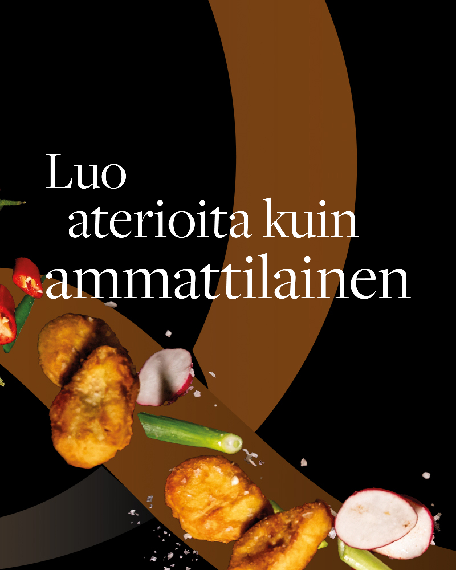 QuornPro banner in black and orange with icons of food going through the middle