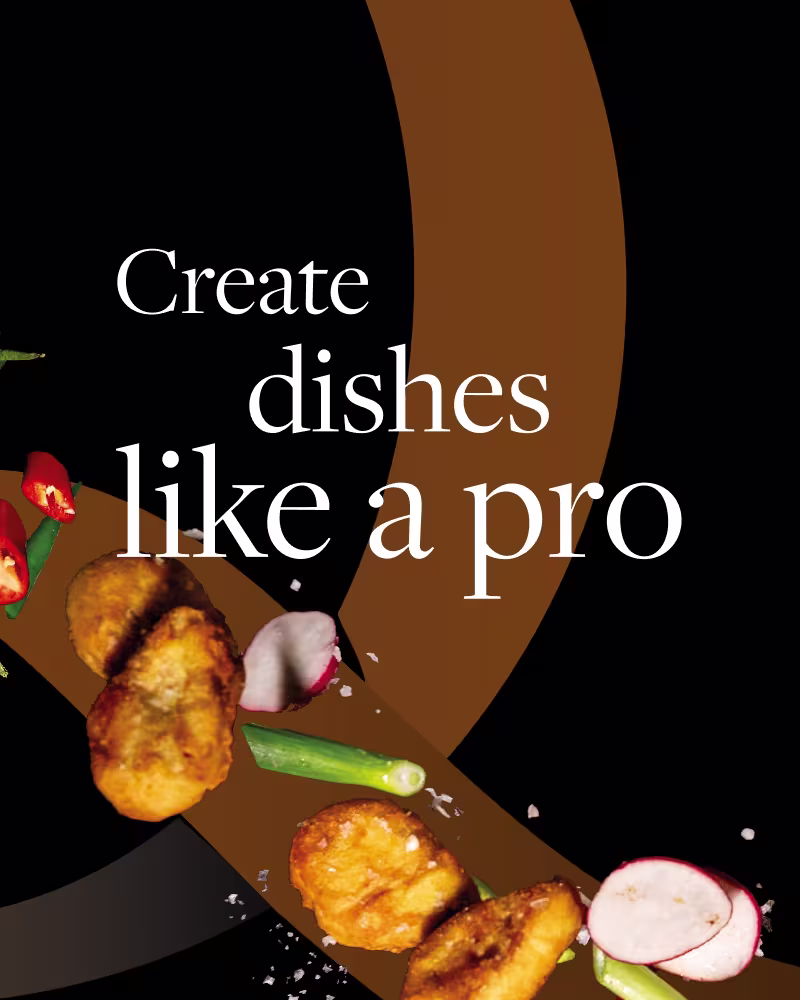 QuornPro banner in black and orange with icons of food going through the middle