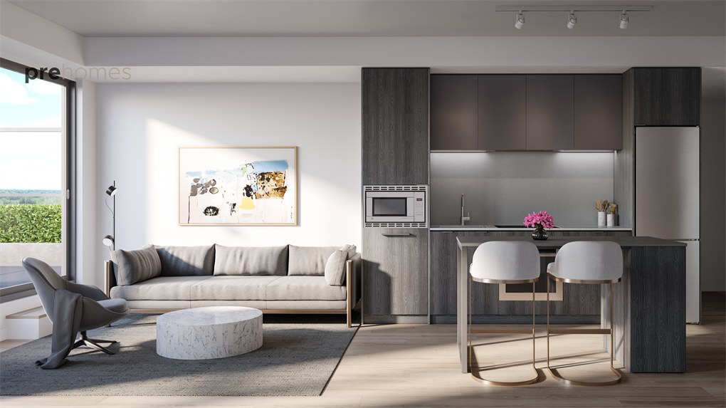 Kitchen and Living with island Ombre