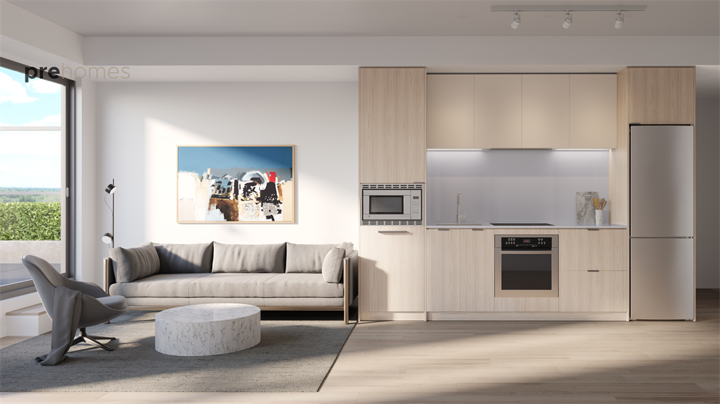 Kitchen and Living without island Neige