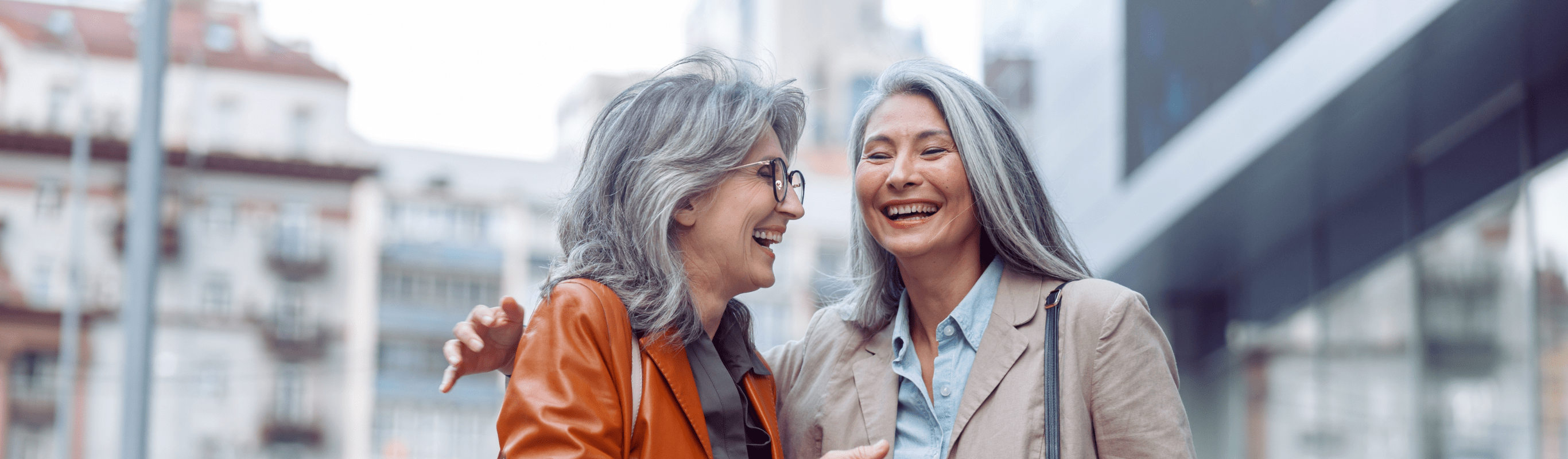 2 older women share tips on how to care for grey hair