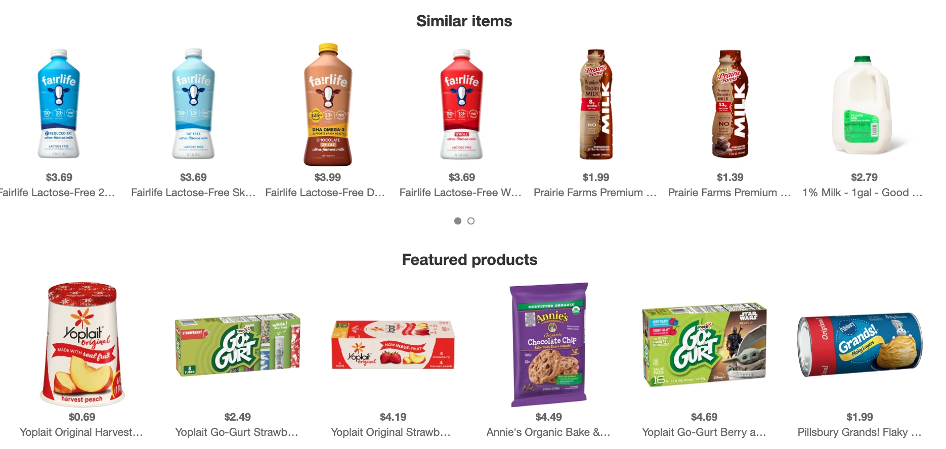 target ads - product detail page