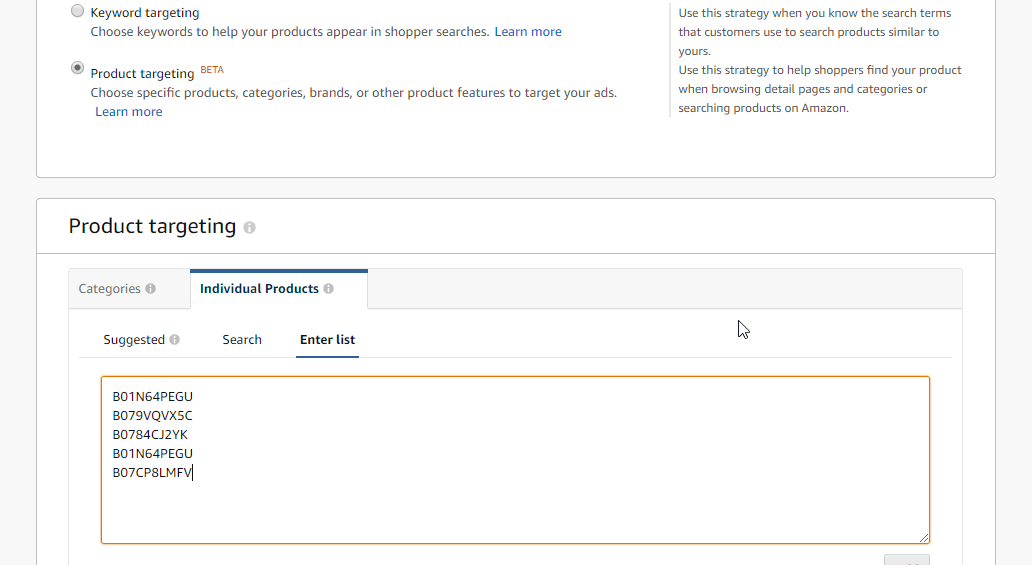 Product-Targeting-seller-central