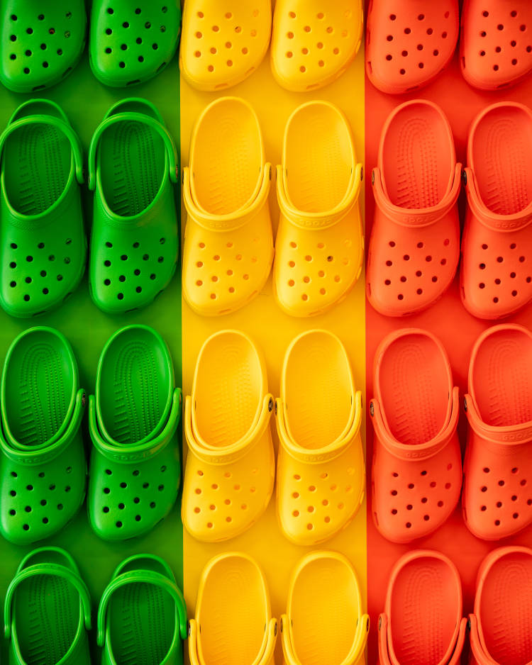 Crocs-Yellow-Orange-Green