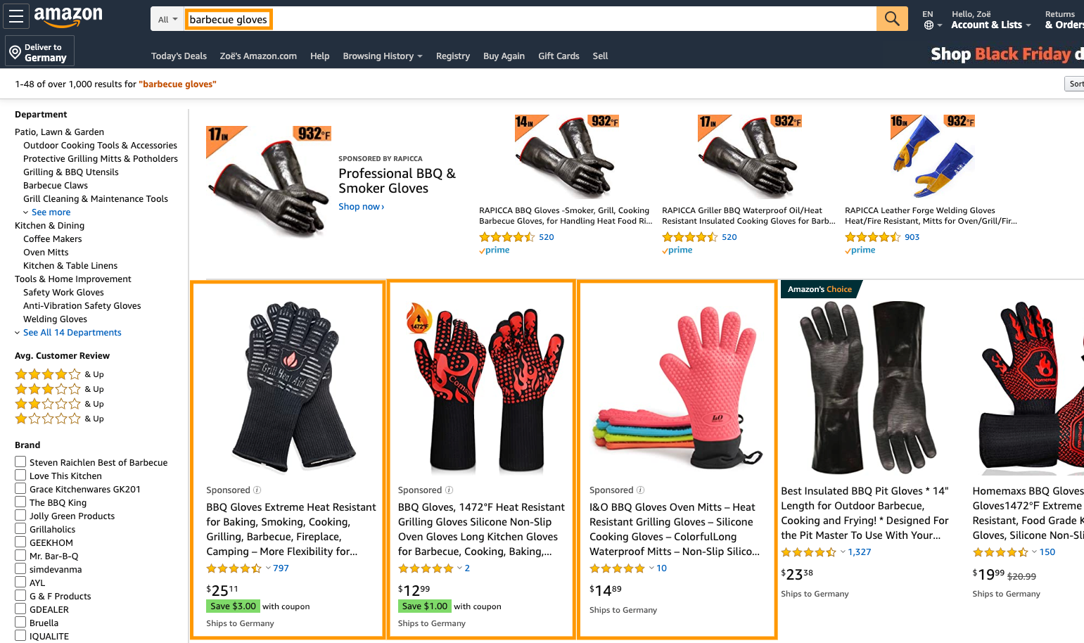 Amazon Advertising Sponsored Products BBQ Gloves
