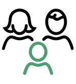 disegno stilizzato di uomo, donna e bambino