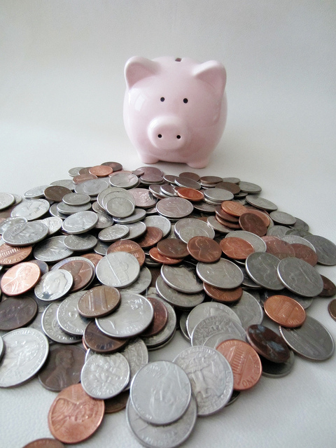 a piggy bank with coins