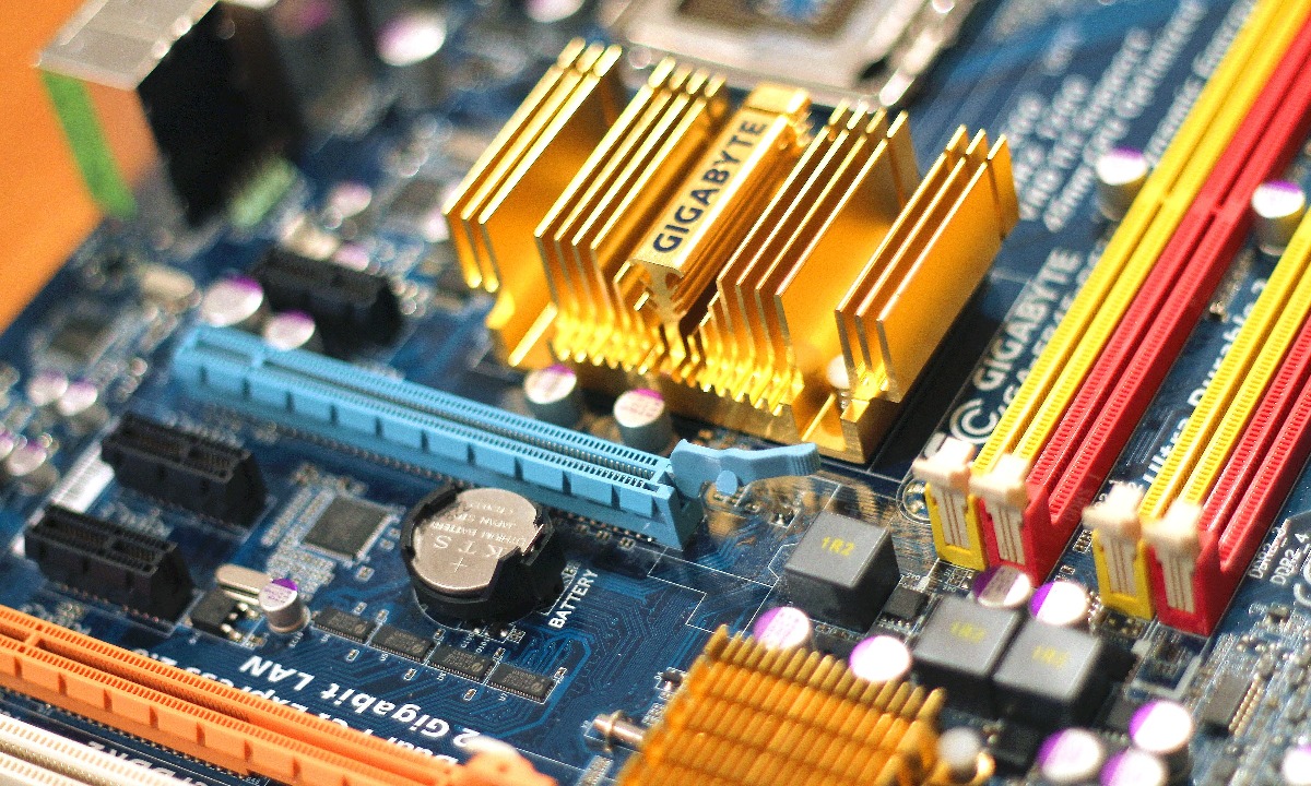 a group of colorful pieces of electronic equipment
