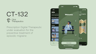 CT-132 by Click Therapeutics is a prescription digital therapeutic under evaluation for the preventative treatment of episodic migraine