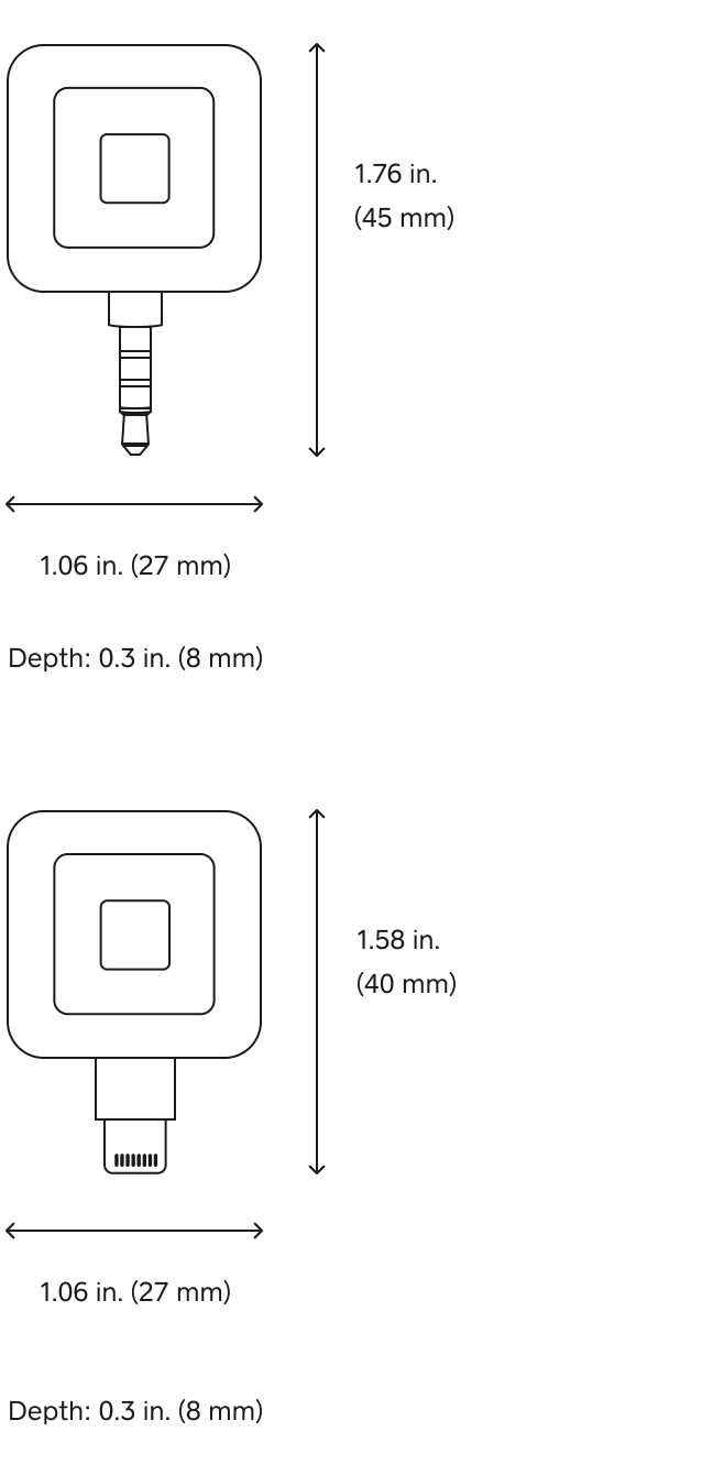 Square Reader Dimensions Magstripe card reader - Technical Specifications | Square