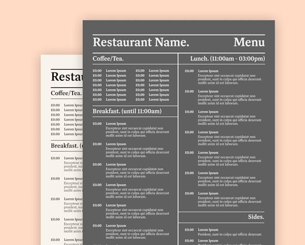 Free Menu Templates - Customise in Word & PDF