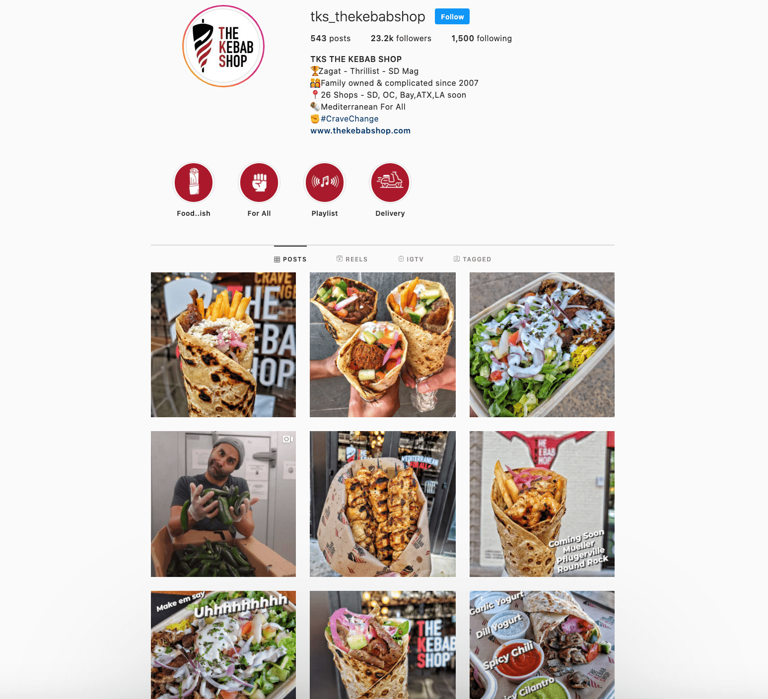 Instagram de Kebab Shop