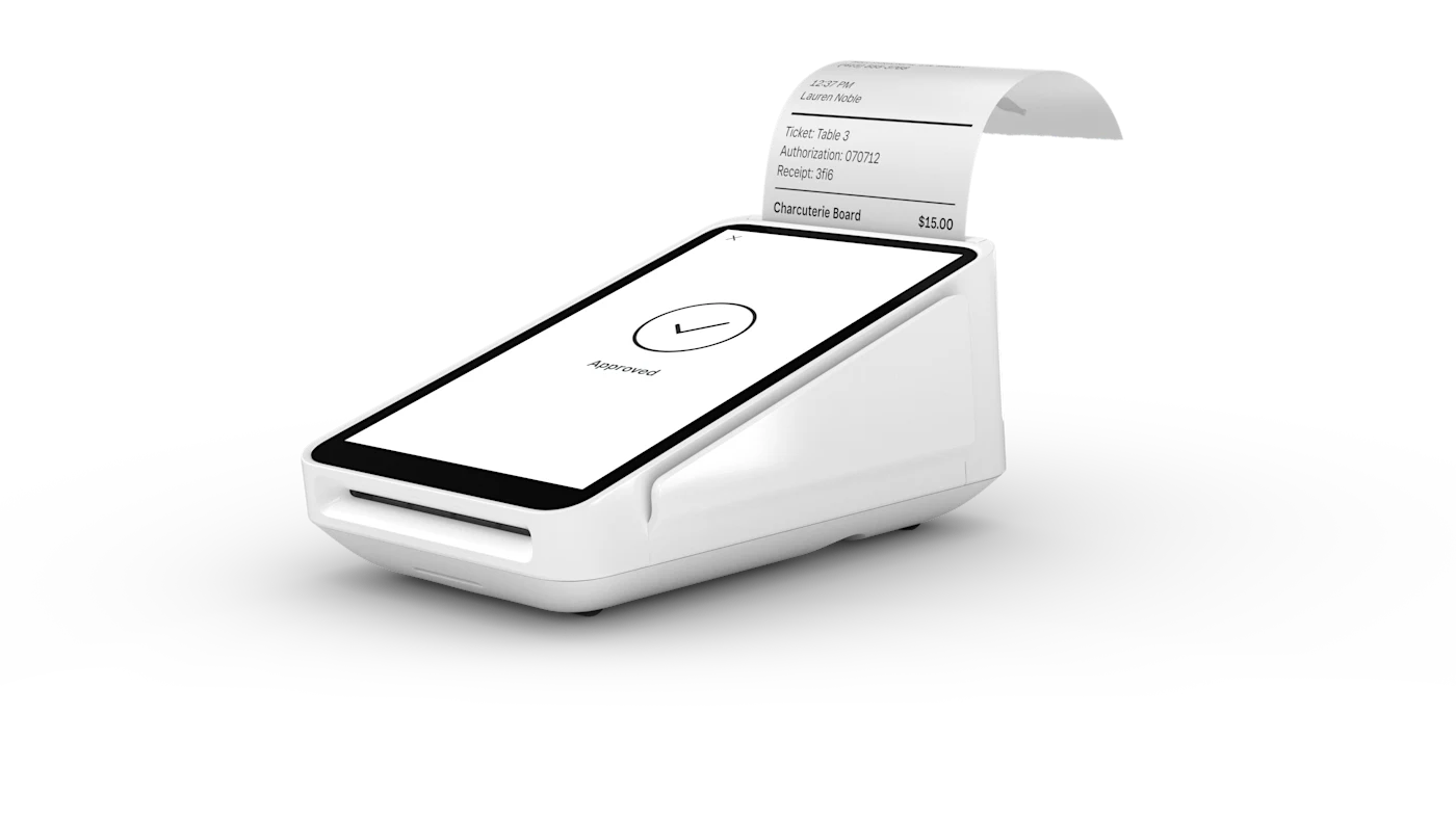 Square Terminal on a cafe counter