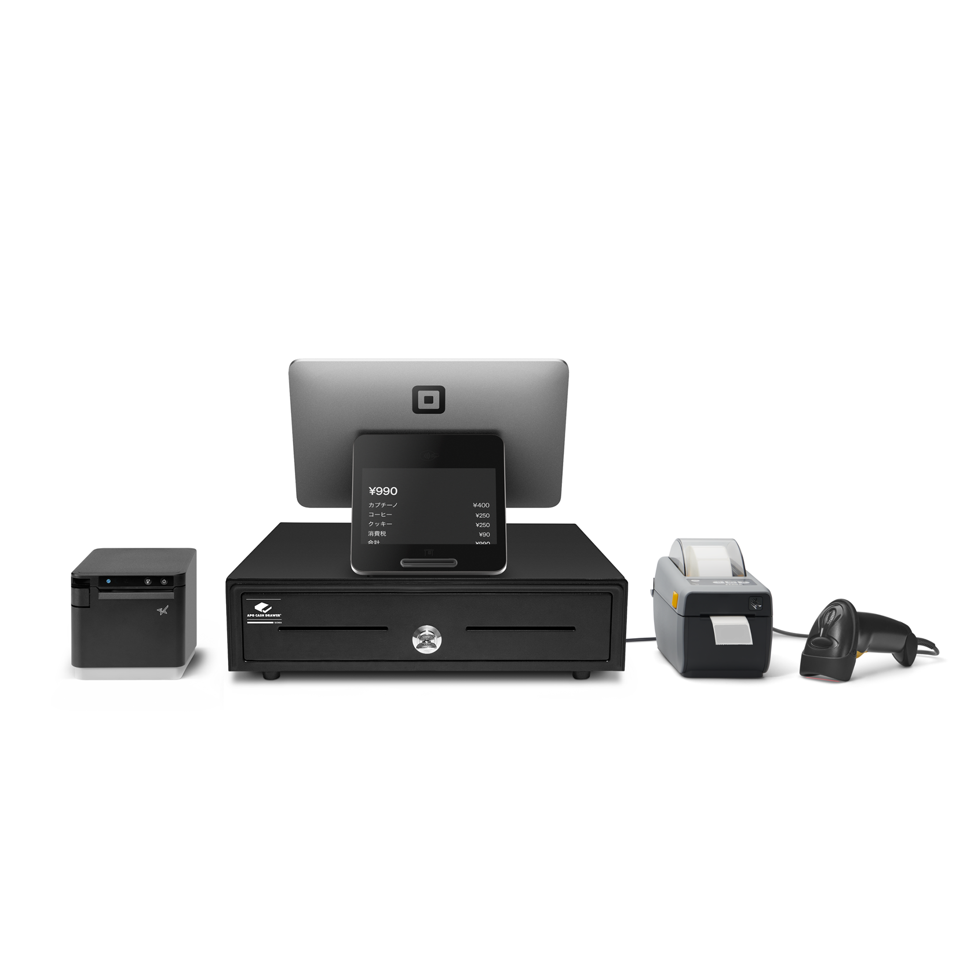 純正新販売 squareターミナル、キャッシュドロワー、専用ハブ、ロール