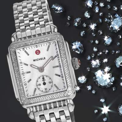 Brand new! Michele watch with diamonds ? MICHELE Limited Edition Deco Stainless Steel Pink Sapphire  main image 3