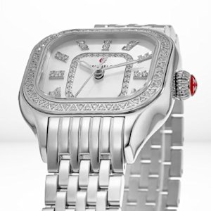 Michele Meggie Diamond watches blend sparkle with Swiss precision, featuring diamond bezels, luxe straps & everyday wearability in one stunning piece.