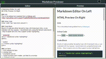 A preview of the Markdown Previewer application.