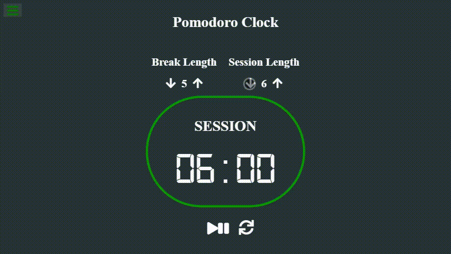 A preview of the Pomodoro Clock Application.