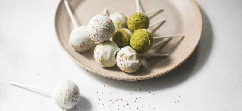 Homemade matcha cake pops