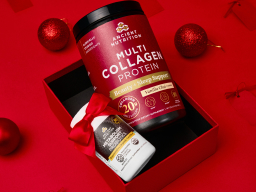 Multi Collagen Protein Beauty+ Sleep Support with Metabolism Support Probiotics in a red box