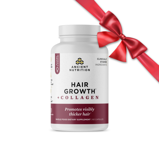 Hair growth + collagen capsule bottle