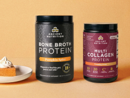 two ancient nutrition items on a orange background 