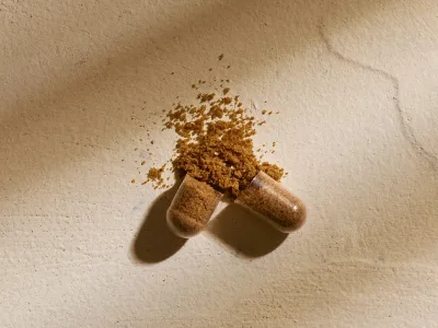 an open capsule with powder