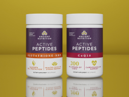two ancient nutrition items on a yellow background