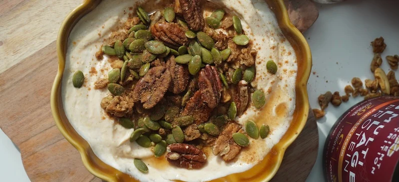 Pumpkin pie yogurt bowl