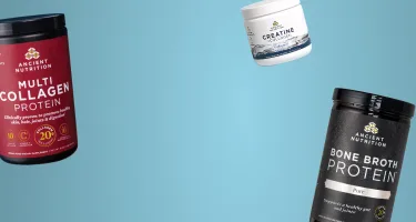 Ancient Nutrition products on a light blue background