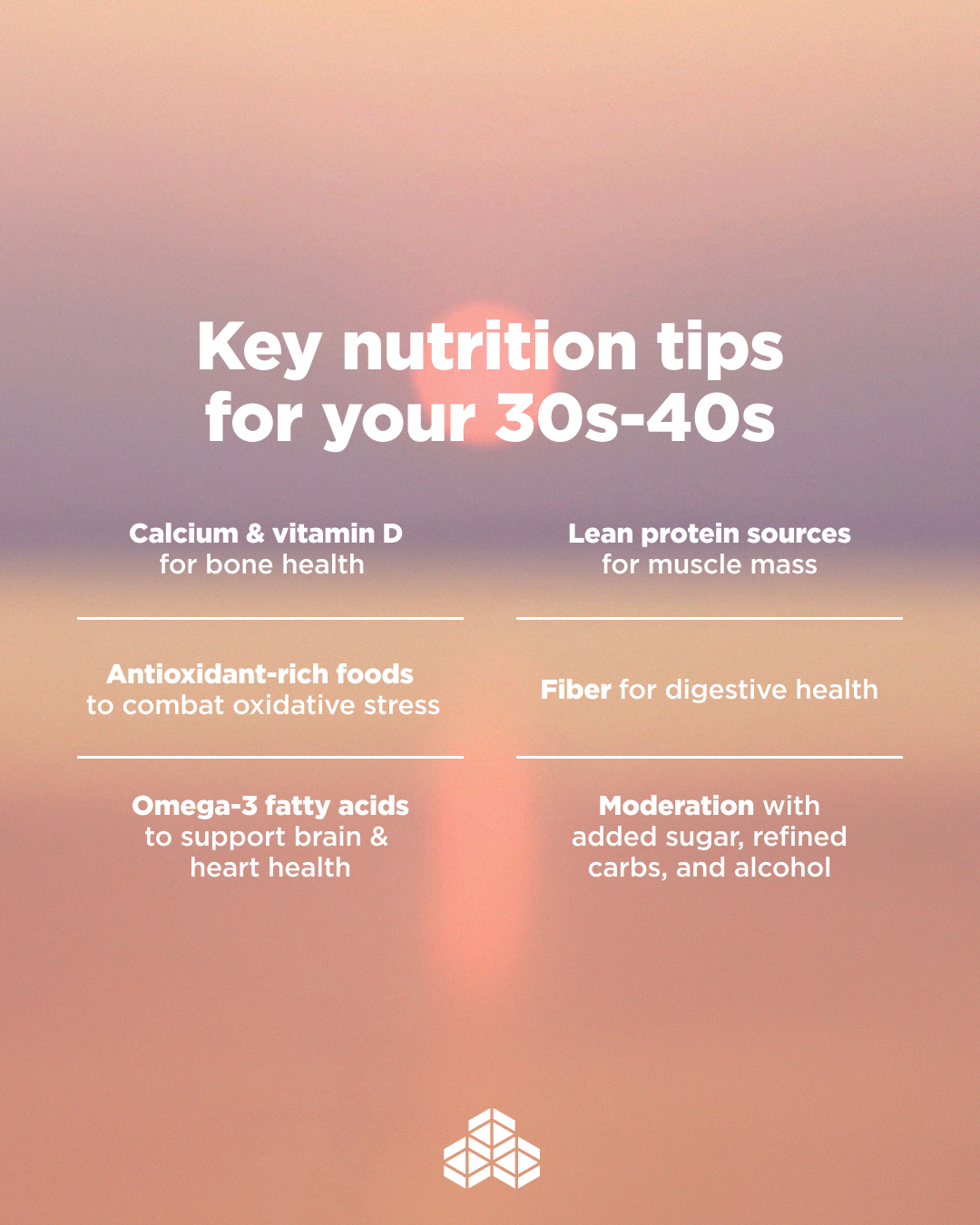 key nutrition tips for your 30s-40s