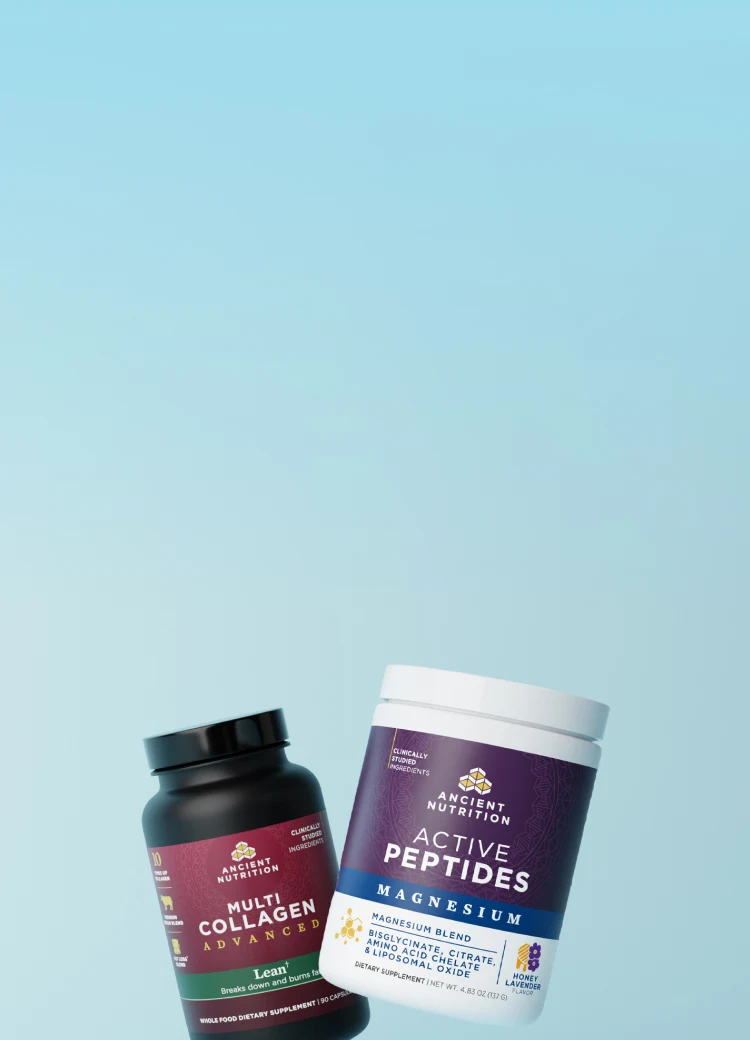 Two ancient nutrition items on a blue background 