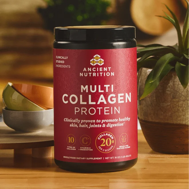 a bottle of multi collagen protein powder