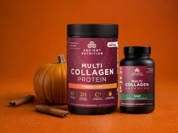 two ancient nutrition items on an orange background
