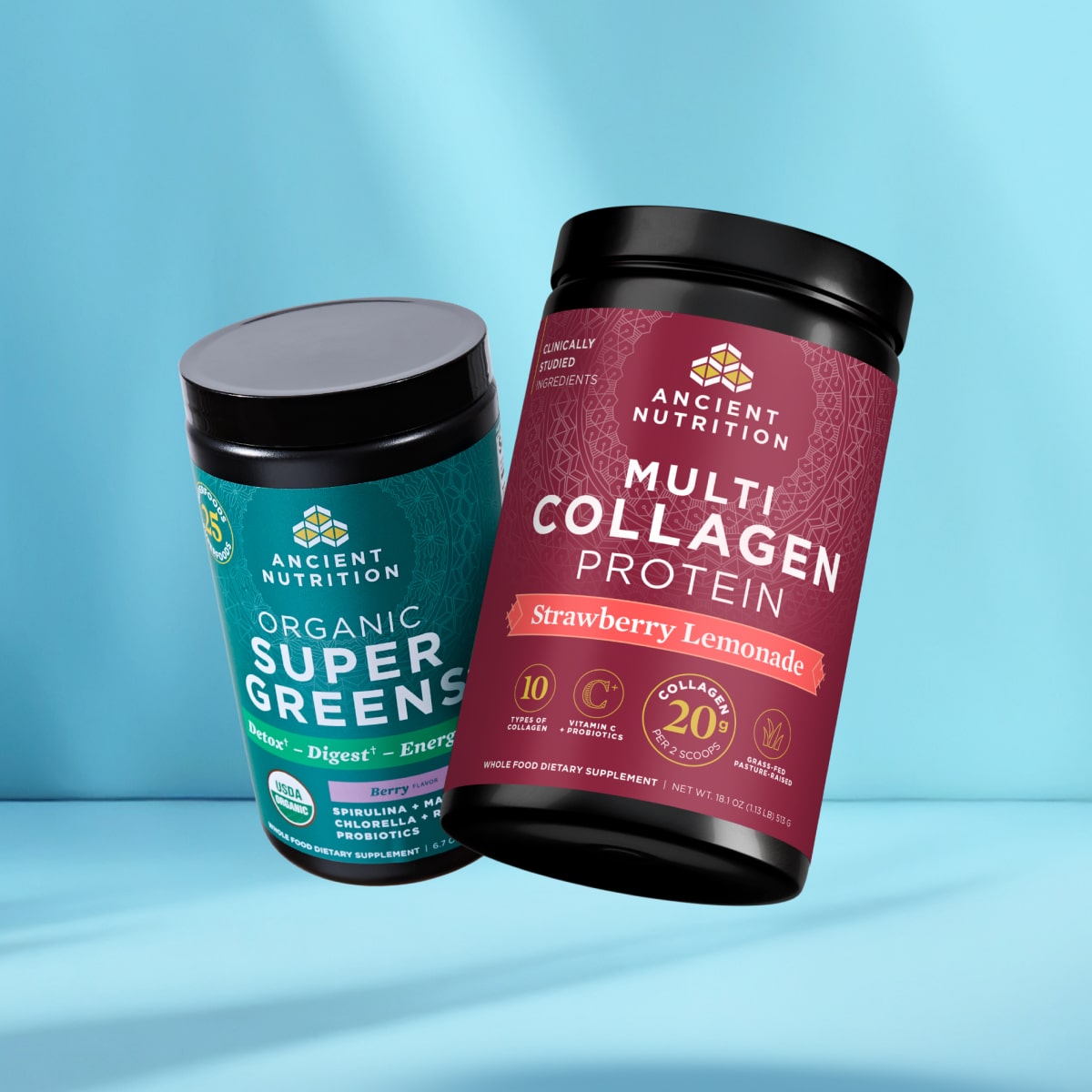 Multi Collagen Strawberry Lemonade & Organic Supergreens Berry