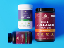 three ancient nutrition items on a blue background
