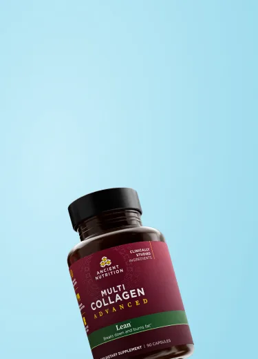 multi collagen advanced lean capsules on a light blue background