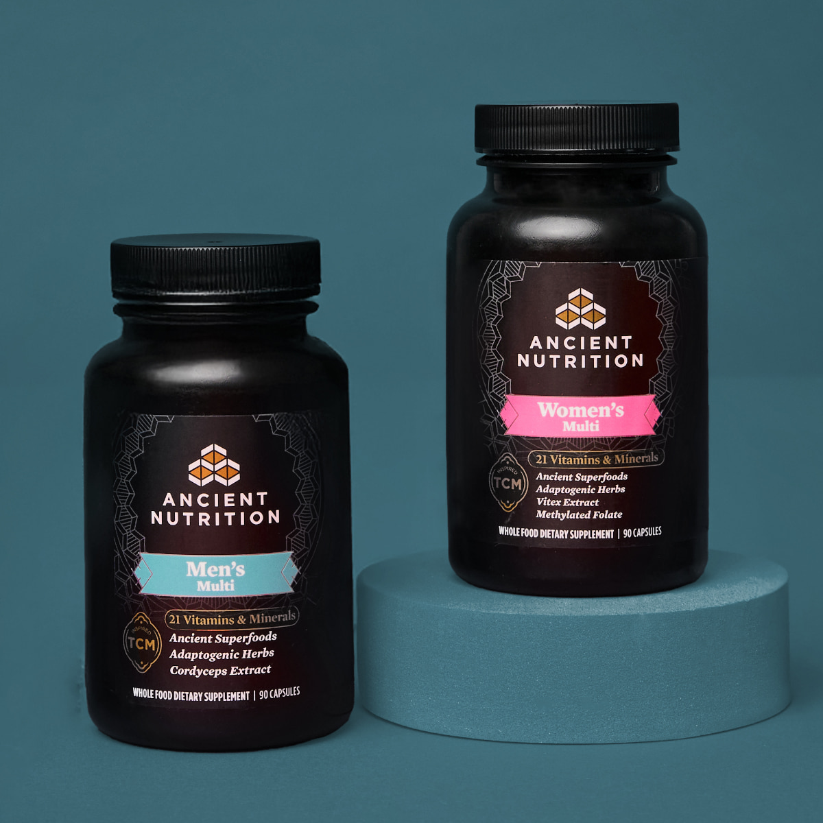Multivitamins with teal background