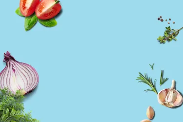 vegetables on a blue background
