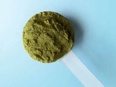 a scoop of supergreens powder