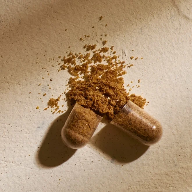 a capsule cracked open