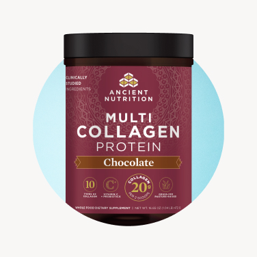 bottle of multi collagen protein chocolate 