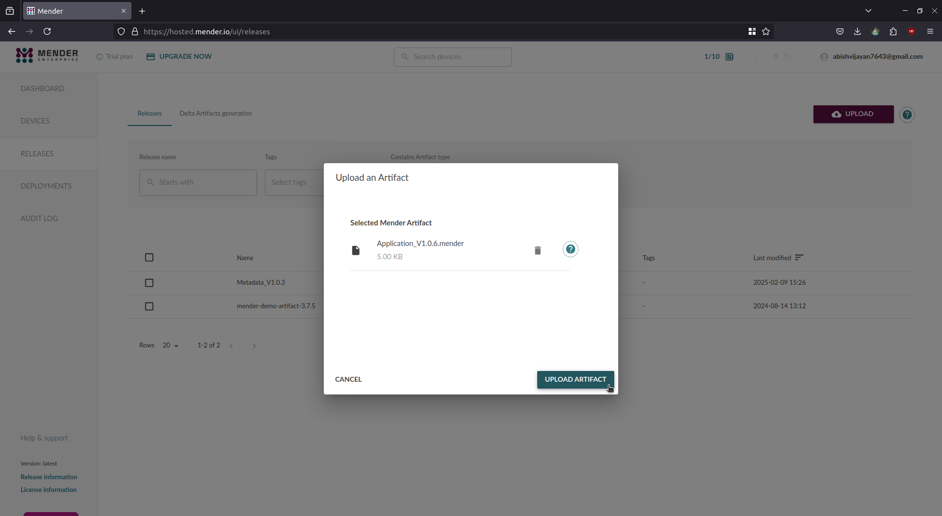 Upload Artifact