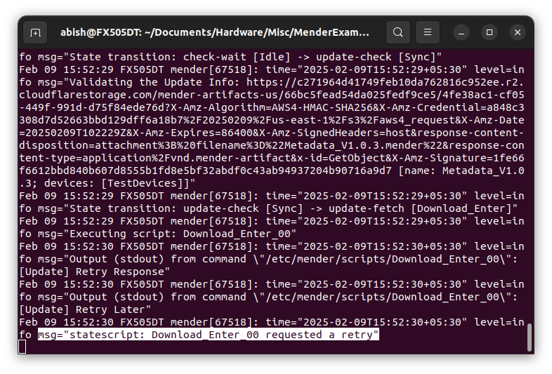 Mender Client Service Log