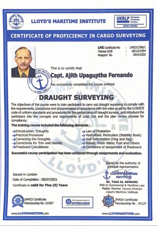 Ajith LLoyds Draught Surveying