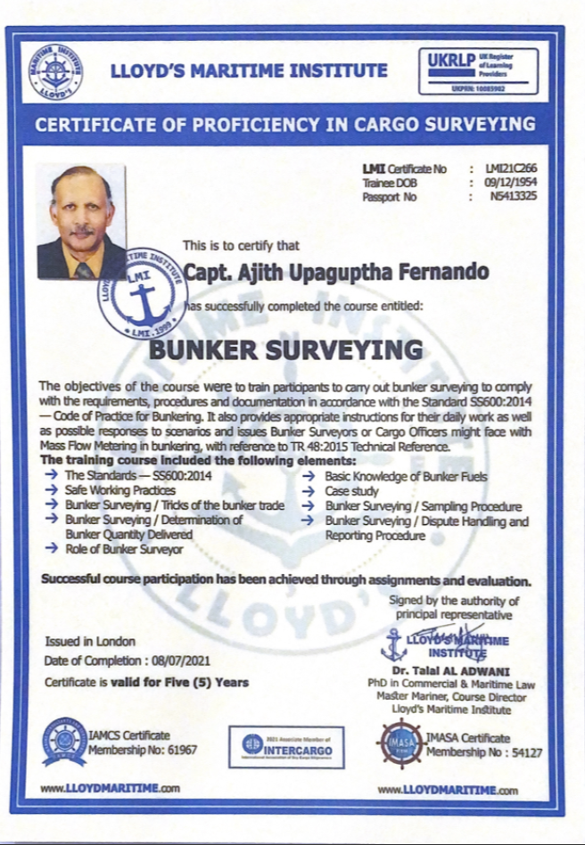 Ajith Lloyds Bunker Surveying