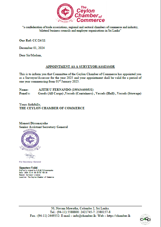 A U Fernando Chamber Licence