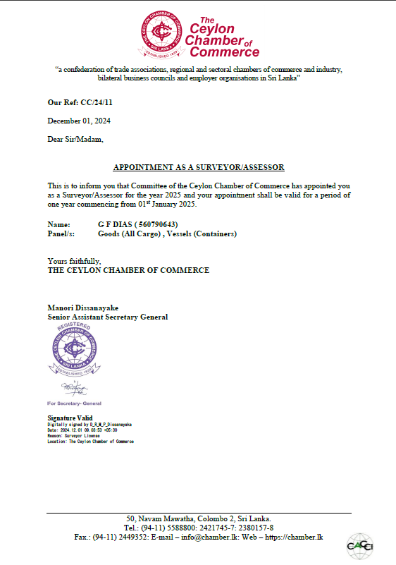 G F Dias Chamber License
