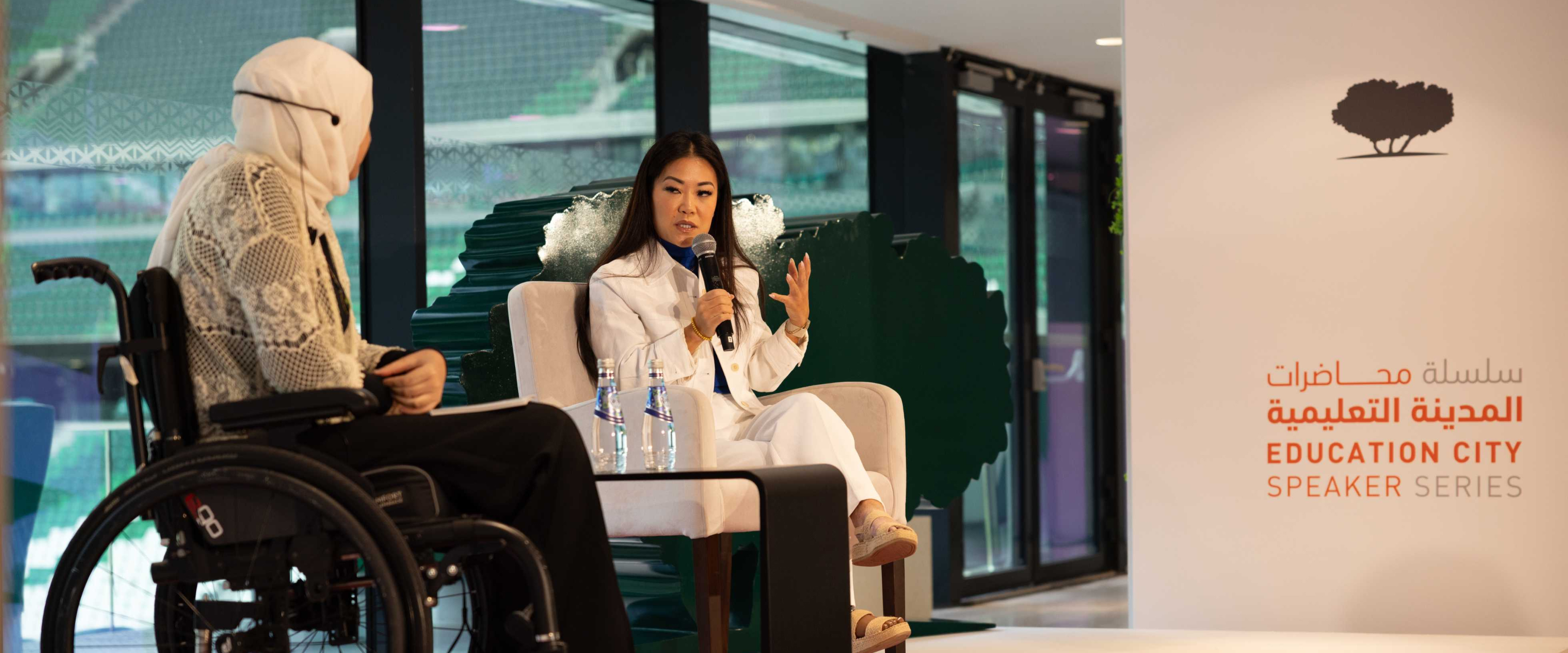 العدّاءة البارالمبية سكاوت باسيت تستعرض قصّتها المُلهمة ودور الرياضة في إحداث تحوّل إيجابي في حياة الأفراد ضمن سلسلة محاضرات المدينة التعليمية التابعة لمؤسسة قطر 